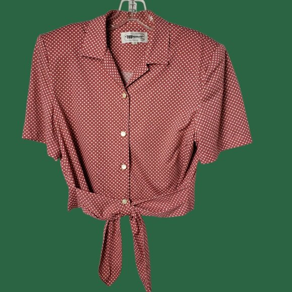 Mirumer by Asia Supreme Vtg -Style Polka Dot Shirt & Skirt Set Coral 11 - Picture 2 of 16